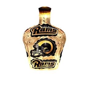 Los Angeles LA Rams Designer Glass Bottle w/ Lights *Unique Gift Idea